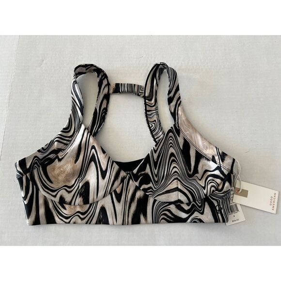 Good American GP0818 Women Sz 4/XL Strap Back Halter Sport Bra Natural Swirl $60 - Picture 1 of 4